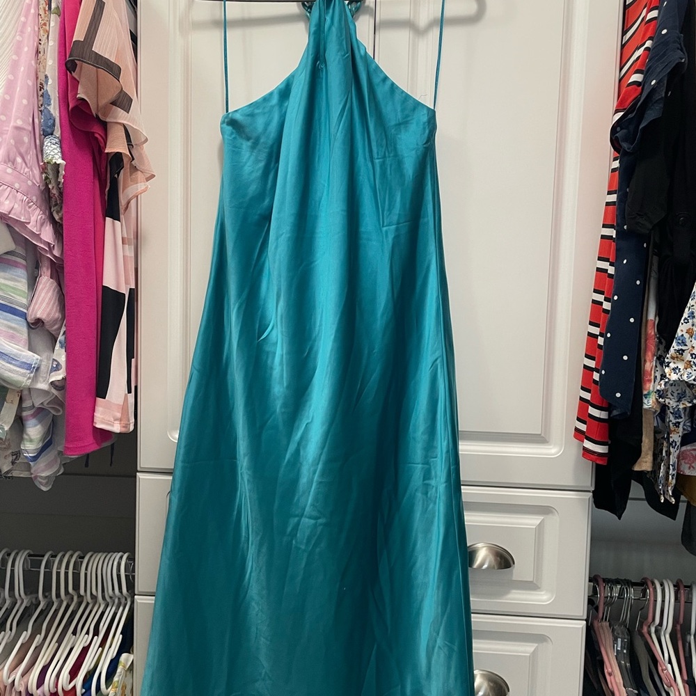 JASON WU ELEGANT TEAL HIGH NECK DRESS